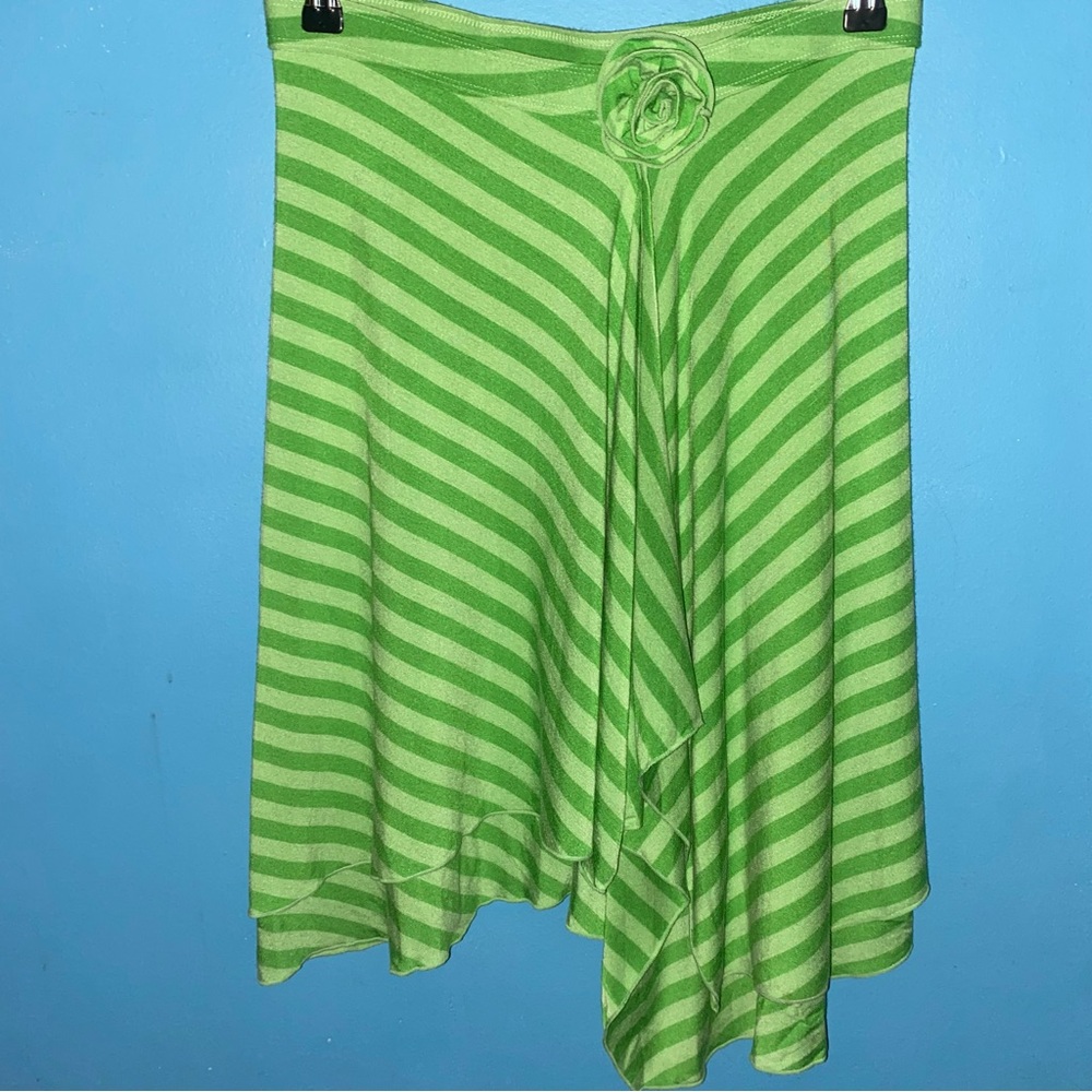 Vintage Y2K Asymmetrical Green Slit Midi Skirt